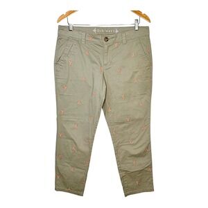 Old Navy Lobster Embroidered Khaki Pants Fisherman‎ Beach Women Size 10